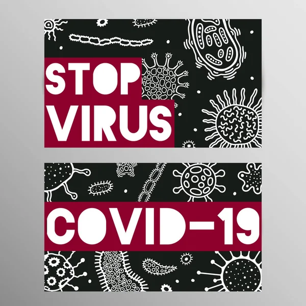 Coronovirus enfeksiyonu COVID-19 uyarı afişi. 20. yüzyıl salgını, hava yoluyla bulaşıyor. Vektör illüstrasyonu.