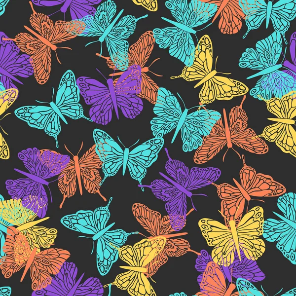 Schmetterlingsnahtloses Muster Design Für Bezüge Stoff Textilien Vektorillustration — Stockvektor