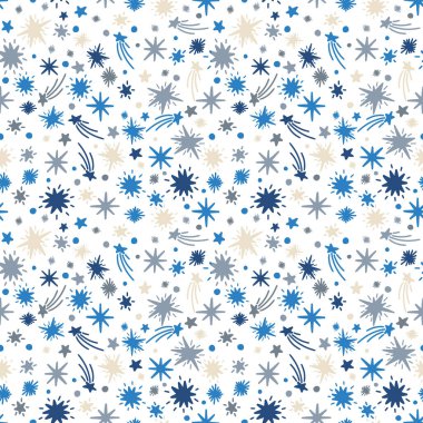 Kusursuz desenli yıldız karalaması. Tasarım baskı kumaşı, tekstil. Soyut süs. Vektör çizimi.