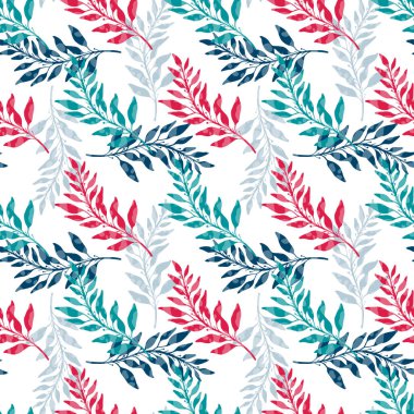 Kusursuz desenli bitki arka planı. Tasarım tekstil, kumaş. Vektör illüstrasyonu..