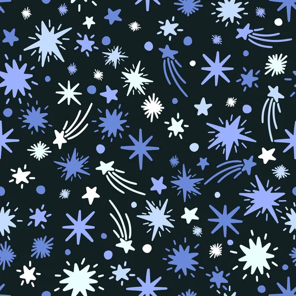Sömlös mönster stjärna doodle.Design print tyg, textile.Abstrakt prydnad. — Stock vektor