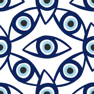 Pürüzsüz bir desen ve büyülü gözler. Mistik bir ikon el izi. Çizgi film tarzı, işaret dili, ilham verici göz. Vektör illüstrasyonu