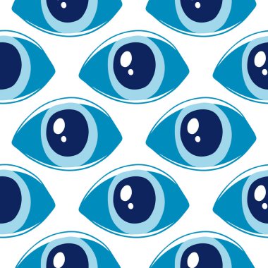 Pürüzsüz bir desen ve büyülü gözler. Mistik bir ikon el izi. Çizgi film tarzı, işaret dili, ilham verici göz. Vektör illüstrasyonu