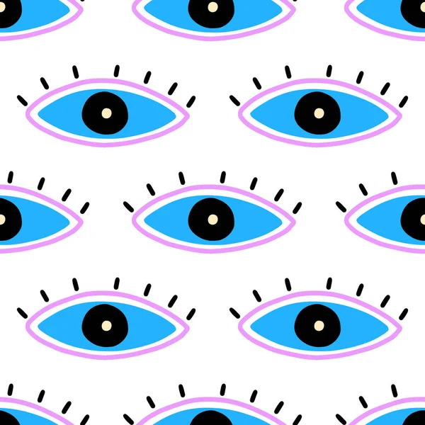 Seamless Pattern Eyes Magical Pattern Mystical Icon Hand Drawn Print — Stock Vector