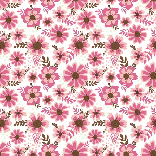 Nahtlose Muster Blumendekoration Floral Pflanze Eleganz Print Vector Illustration — Stockvektor