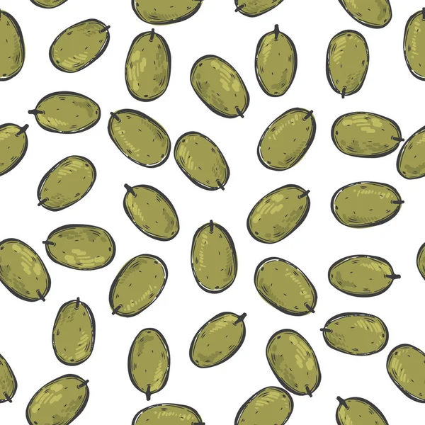 Бесшовный Рисунок Оливковой Еды Украшения Вегетарианская Вкусная Натуральная Здоровое Питание — стоковый вектор