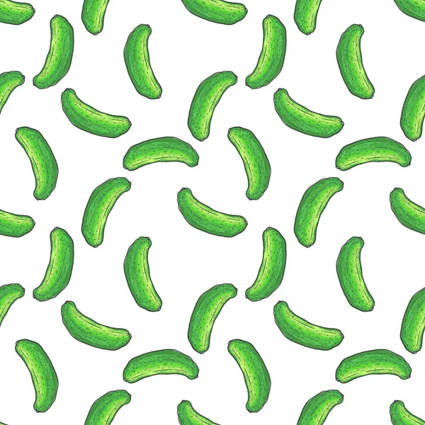 Seamless Pattern Gherkin Cucumber Food Decoration Vegetarian Tasty Natural Healthy — Stock Vector