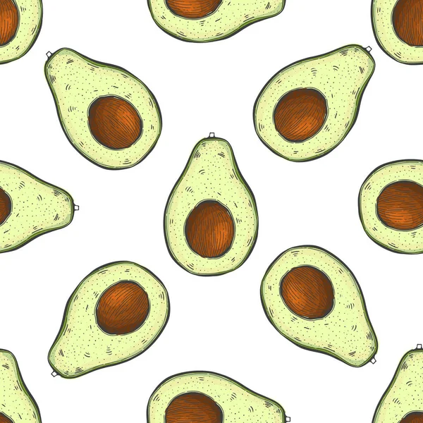Бесшовный Рисунок Авокадо Пищевое Украшение Вегетарианская Вкусная Натуральная Здоровое Питание — стоковый вектор
