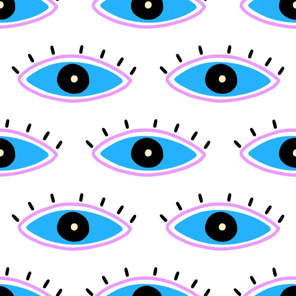 Seamless pattern with eyes magical pattern. Mystical icon hand drawn print. Cartoon style, sign esoteric, inspiration eye. — Stock Vector