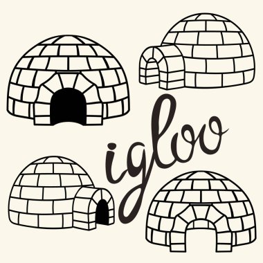 Buz evi Igloo ayarla, basit tasarım vektör. Buz evden tasarım şablonu veya logo için engeller. Eskimolar, en az simgesi üzerinde ışık arka plan izole kış konut. Igloo gerçekçi oturum açma düz stil
