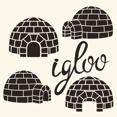 Buz evi Igloo ayarla, basit tasarım vektör. Buz evden tasarım şablonu veya logo için engeller. Eskimolar, en az simgesi üzerinde ışık arka plan izole kış konut. Igloo gerçekçi oturum açma düz stil