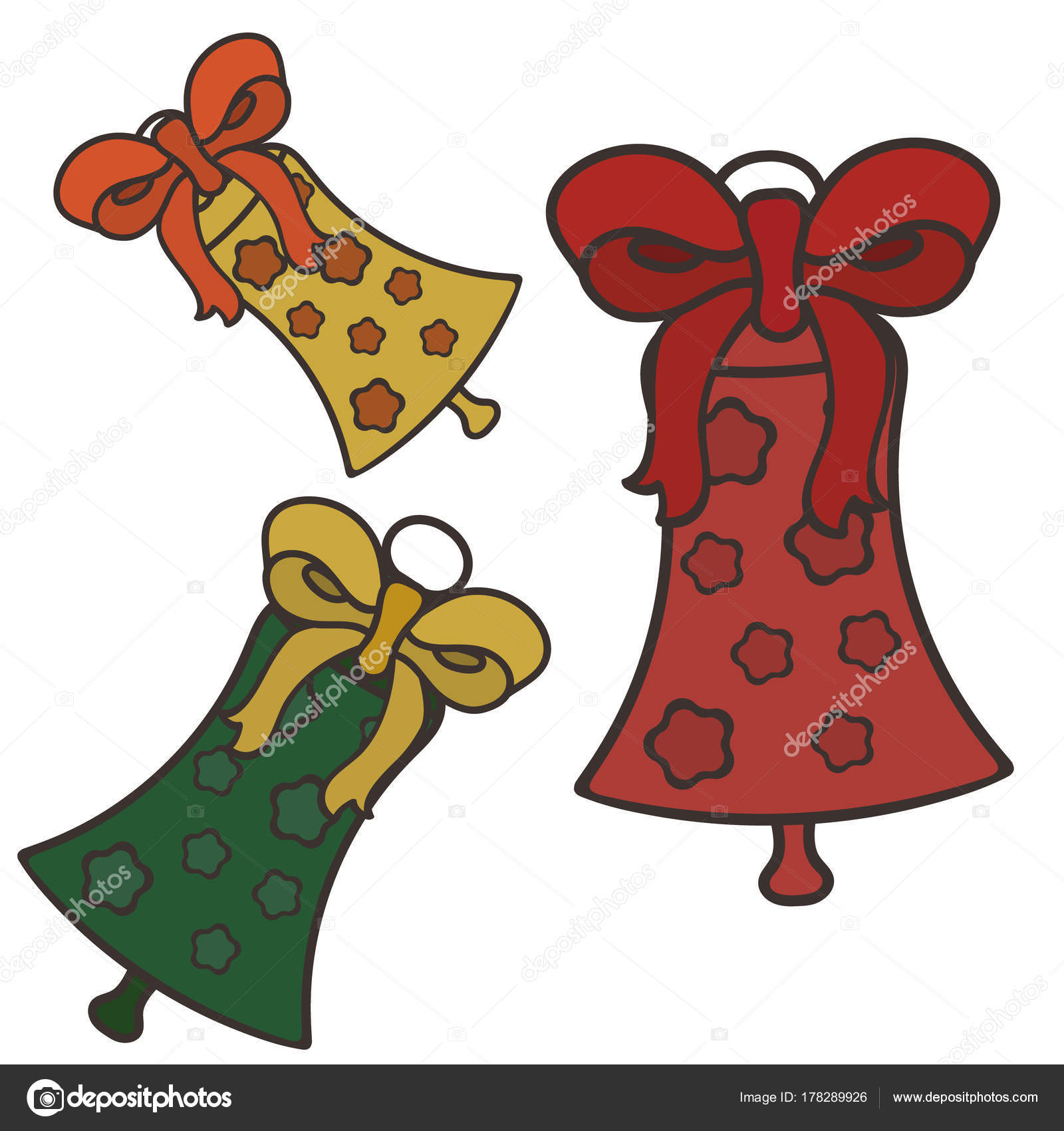 Jingle bells ze WstÄ™gÄ… Prosty minimalistyczny wyglÄ…d Retro i vintage pÅ‚aski BoÅ¼e Narodzenie dekoracje element szablonu symbole — Wektor od Anna 1161
