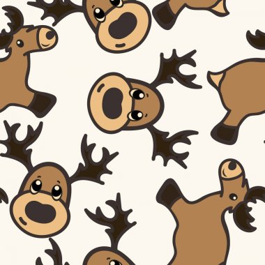 Christmas vector pattern with deers. Toy reindeer  isolated on white background. Merry Christmas and Happy New Year design. Christmas decorative seamless pattern for print, texture, wrapper clipart