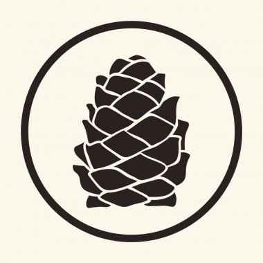 Süper logo şablonu vektör görüntü izole. Orman rozet ve baskı için amblemi. Hiking etiket. Çam koni simgesi. Yabani hayvanlar ve bitkiler logo, Greenpeace. İğne yapraklı orman iz. Anahat koni damga tasarım. 