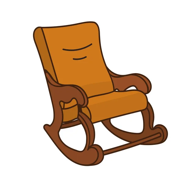 Desenhos Animados Ilustração Objeto Cadeira Balanço Vintage Isolado Fundo Branco —  Vetores de Stock
