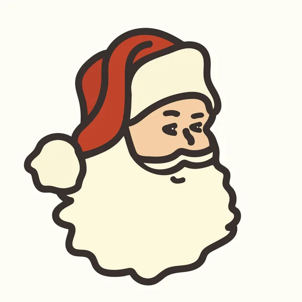 圣诞老人的头在白色背景上孤立 圣诞快乐 新年传统风格 简单的最小平面设计 — 图库矢量图片