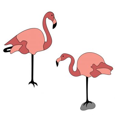 Flamingo illüstrasyon izole beyaz arka plan üzerinde. Flamingo vektör sembolü. siluet. Düz stil tasarımında en az kuş. İşaret, amblemi ya da Hayvanat Bahçesi ve park kavramı simge için logo. Pembe flamingo.