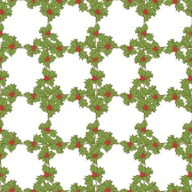 Mutlu yıllar / iyi seneler tasarım geleneksel tarzda. Holly ya da ökseotu en az tasarım. Noel Dikişsiz desen beyaz arka plan üzerinde izole. Ökse otu düz geleneksel tarzı.