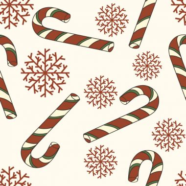 Beyaz şeker kamışı sorunsuz vektör desen. Kırmızı, yeşil ve beyaz renkli şeker kamışı. Çocuk Noel ve yeni yıl için geleneksel tatlılar. Neşeli Noel mutlu yeni yıl tasarım