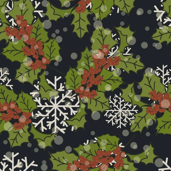 Joyeux Noël Bonne Année Design Dans Style Traditionnel Holly Mistletoe — Image vectorielle