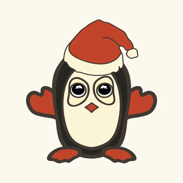 Pinguim Chapéu Natal Imagem Vetorial Pinguim Ano Novo Roupa Papai — Vetor de Stock