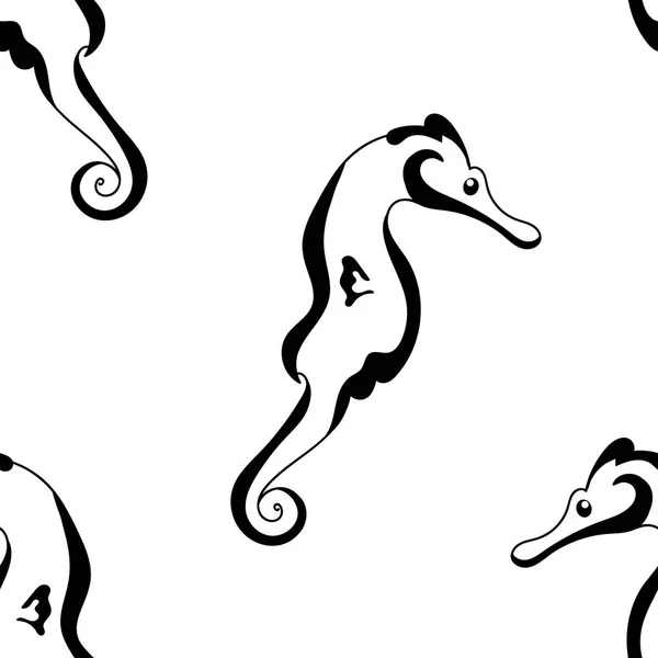 Seahorse Silhouette Seamless Vector Pattern Isolated White Background Texture Printing — Stock Vector