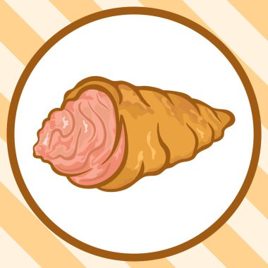 Renkli pasta tatlı vektör görüntüsü üzerinde beyaz izole. Tatlı sembolü, kafe, şekerlemeler için amblemi. Kek krem doldurma ile. Kremalı rulo pasta. Lapa lapa pasta. Pasta krema ile doldurulmuş tüp. 