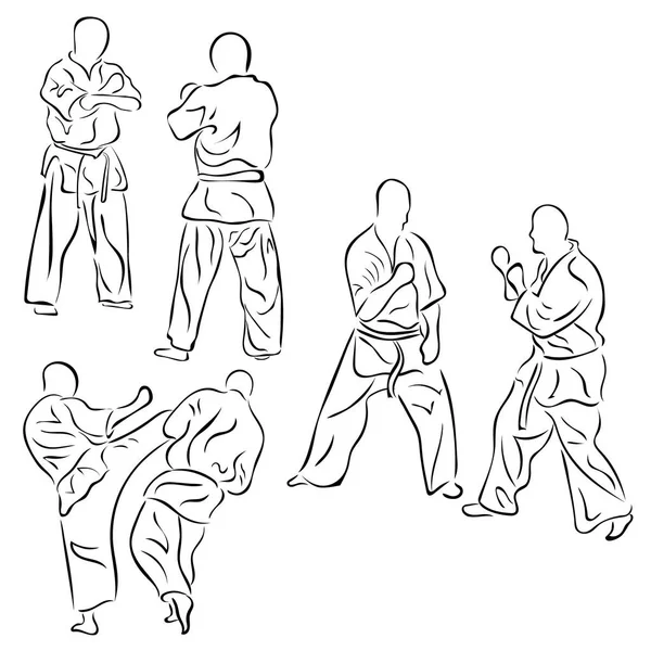 Asiatische Kampfkunst Vektor Bild Isoliert Auf Weißem Hintergrund Minimalistisches Schwarzes — Stockvektor