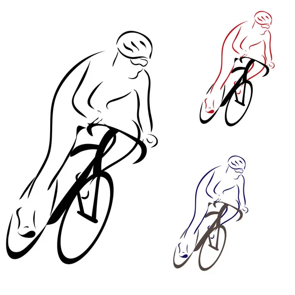 Fietsen Race Gestileerde Symbool Schetste Wielrenner Vector Silhouetten Fietser Afbeeldingen — Stockvector