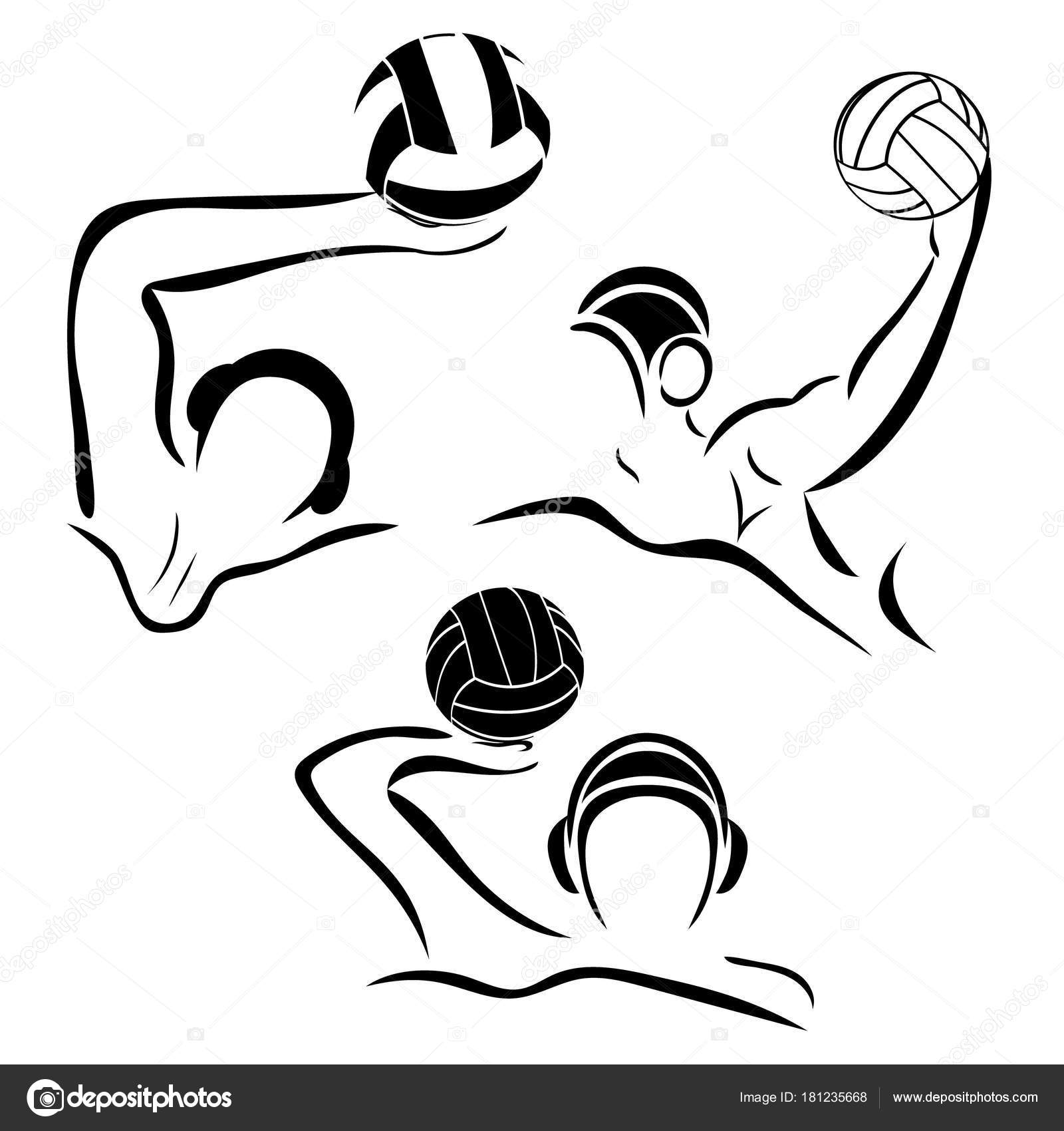 Wasser Polo Sport Spieler spielen, um den Ball auf die - Stock-Vektorgrafi  5466877