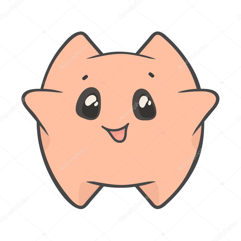 Cute happy cartoon cushion. Pillow is glad to welcome you on girly pajama party. Print for invitation card. Pillow logo. Slumber, Overnight, Sleepover. Vector template pillow isolated on white.