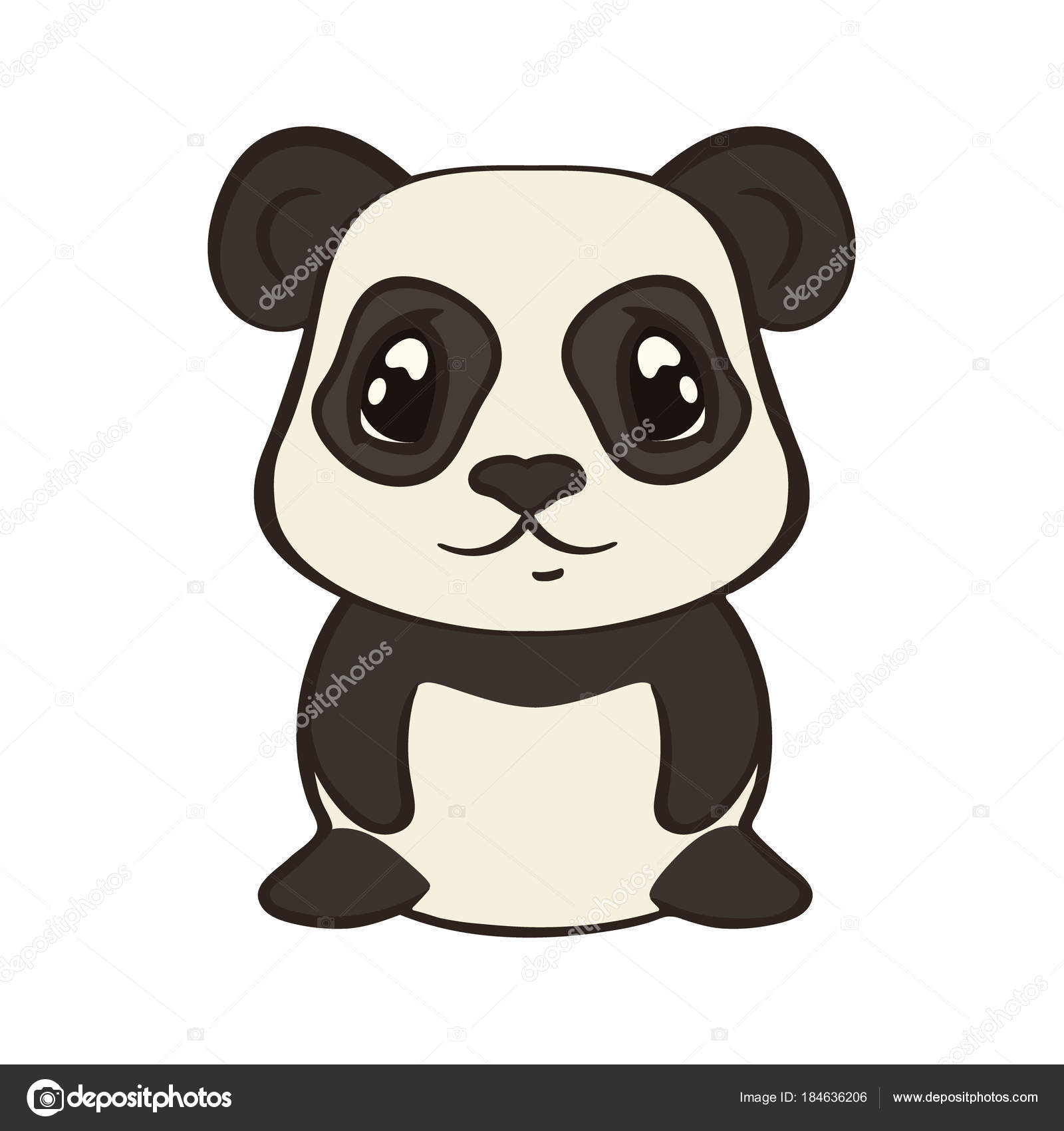 Ícone de brinquedo de urso Panda. Animal Kawaii. Preto e branco