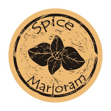 Marjoram Spice View ikon vektör sarkık eski moda amblem tasarımı. Marjoram el işi kağıdına malzeme logosu damgası bırakır. Mutfak malzemeleri klasik grunge işareti.