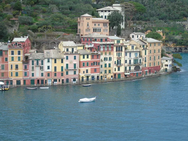 Úžasný Titulek Moře Výhledem Moři Pozemky Portofino — Stock fotografie