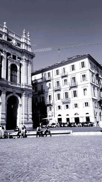 Torino Italien 2019 Fantastisk Bildtext Turin Stad Vacker Solig Dag — Stockfoto