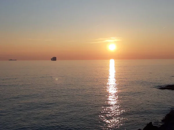 Genova Italy 2019 Amazing Caption Sunset Winter Days Sea Genova — стоковое фото