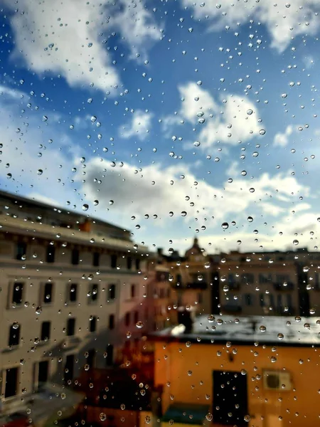 Gênes Italie 2019 Une Incroyable Légende Goutte Eau Sur Fenêtre — Photo