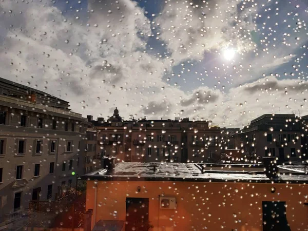 Генова Італія 2019 Дивовижний Надпис Водоспаду Над Вікном Після Дуже — стокове фото
