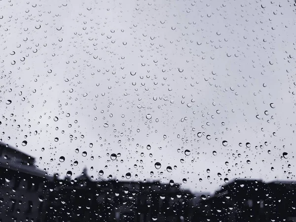 Genova Italy 2019 Amazing Caption Waterdrop Window Very Strong Rain — стоковое фото