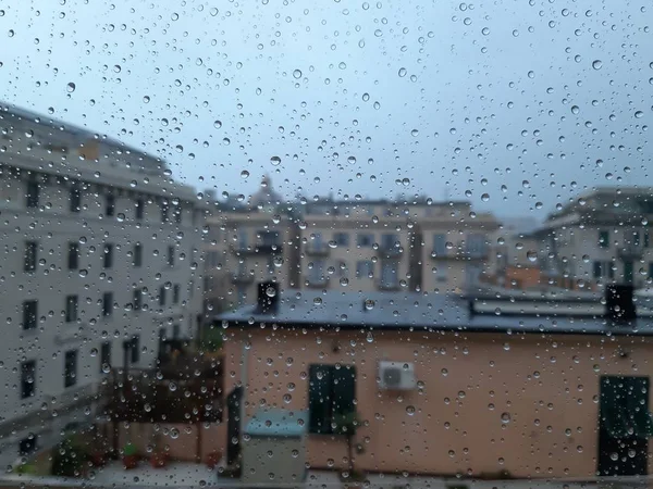 Genova Olaszország 2019 Egy Csodálatos Vízcsepp Felirat Ablak Fölött Nagyon — Stock Fotó