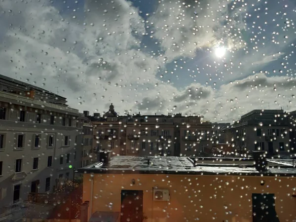 Genova Italië 2019 Een Verbazingwekkend Bijschrift Van Waterval Boven Het — Stockfoto