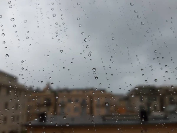 Genova Italy 2019 Amazing Caption Waterdrop Window Very Strong Rain — Stock Photo, Image