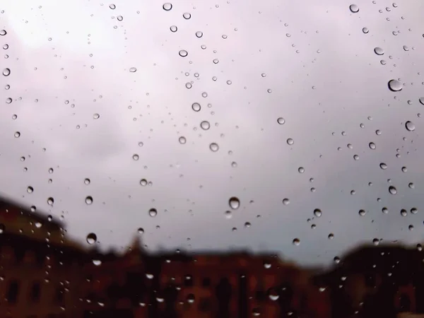 Genova Italy 2019 Amazing Caption Waterdrop Window Very Strong Rain — стоковое фото