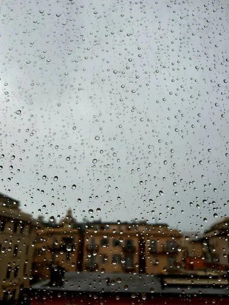 Genova Italy 2019 Amazing Caption Waterdrop Window Very Strong Rain — Stockfoto