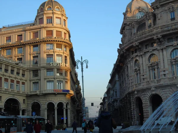 Gênova Itália 2020 Vire Centro Cidade Gênova Belo Dia Inverno — Fotografia de Stock