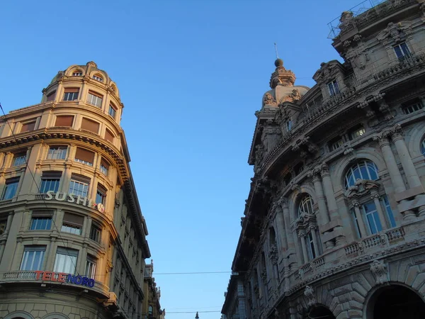 Gênova Itália 2020 Vire Centro Cidade Gênova Belo Dia Inverno — Fotografia de Stock