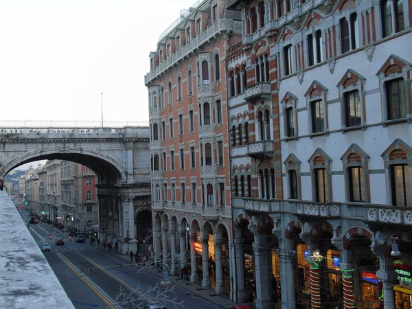 Genova Italien 2020 Sväng Centrum Genua Vintern Vacker Dag Fantastisk — Stockfoto