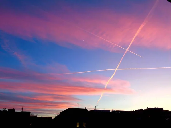 Genua Italien 2020 Eine Erstaunliche Bildunterschrift Des Sonnenuntergangs Wintertagen Über — Stockfoto