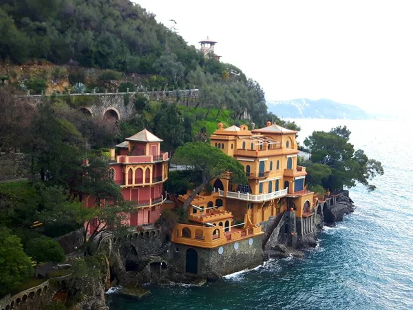 Beautiful Caption Italian Places Winter Days Seaside Portofino Winter Days — Stock Photo, Image