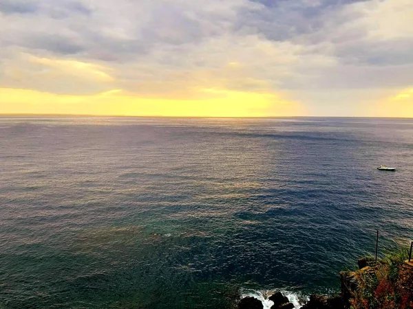 Une Légende Étonnante Coucher Soleil Monteroso Cinque Terre Dans Les — Photo